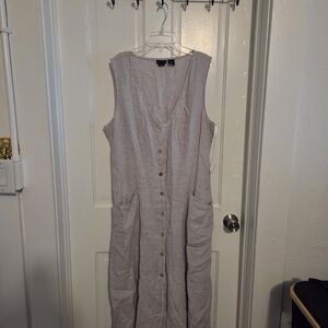 Sleeveless Beige Button-Down Dress